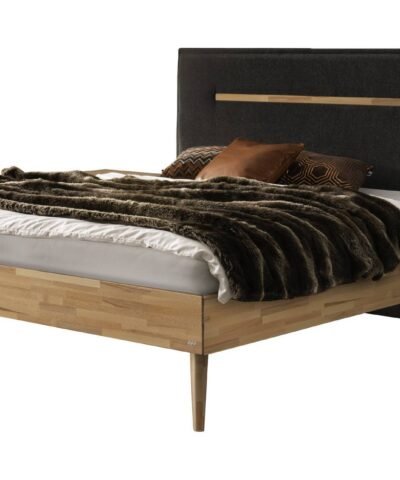 Lit Ostia Hasena Hêtre coeur rouge bois massif 641-Ritorno anthracit 160x200 cm Anthracite / Brun