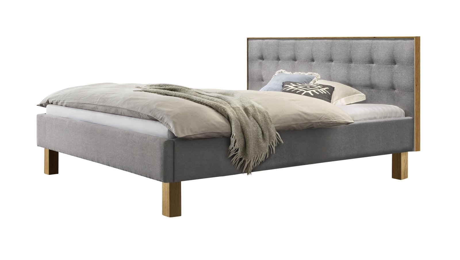 Bett Noah Hasena 180x200 cm Grau / Braun