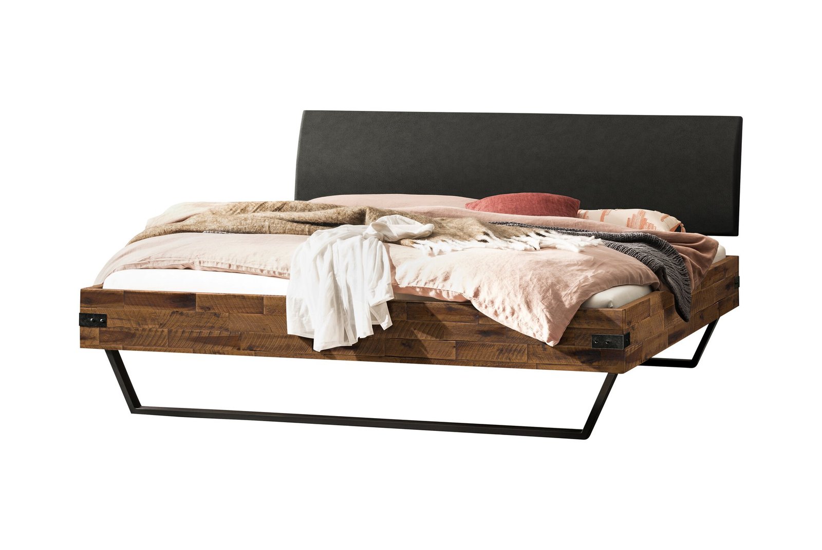 Bett Lecona Hasena 160x200 cm Anthrazit / Grau / Braun