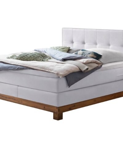 Lit boxspring Finca Hasena 160x200 cm Blanc / Brun