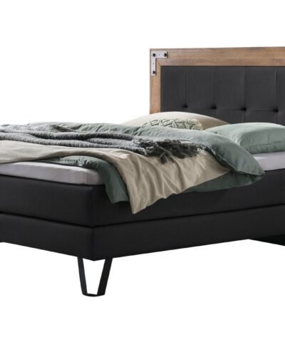 Boxspring bett Oakland Hasena 140x200 cm Grau / Anthrazit / Braun