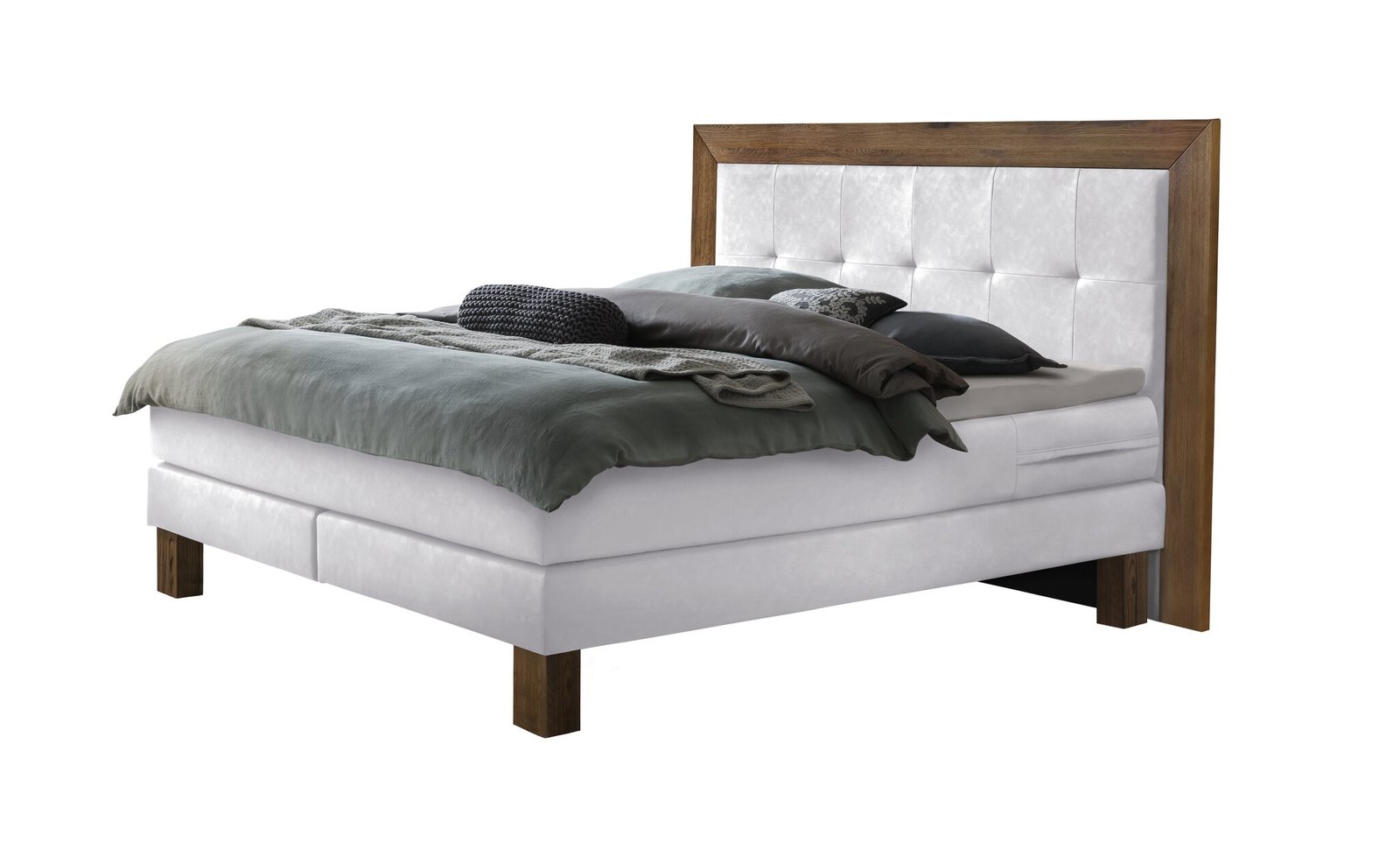 Lit boxspring Rustico Hasena 140x200 cm Blanc / Brun