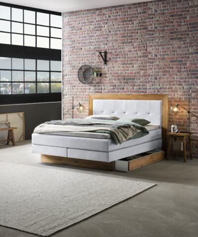 Alternative view of Lit boxspring incl. espace de rangement Texas Hasena 180x200 cm Blanc / Brun