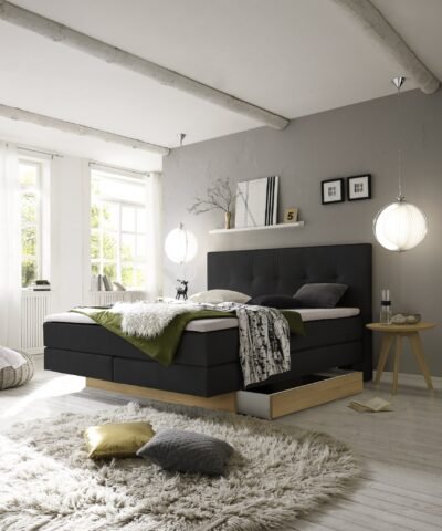 Alternative view of Lit boxspring incl. espace de rangement Miami Hasena 180x200 cm Anthracite / Brun