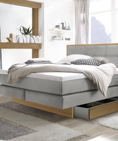 Alternative view of Lit boxspring incl. espace de rangement Ottawa Hasena 140x200 cm Gris / Brun