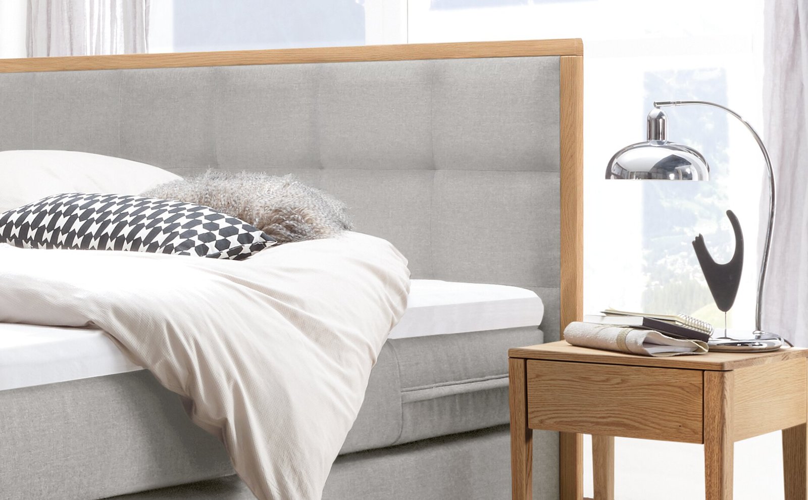 Lit boxspring Cottage Hasena 140x200 cm Gris / Brun – Image 2