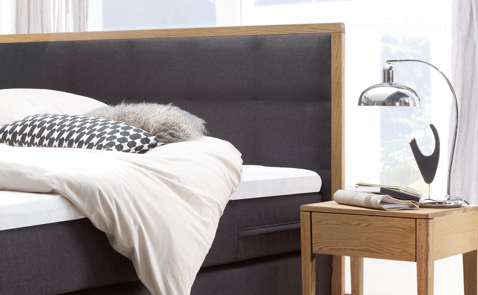 Boxspring bett Cottage Hasena 160x200 cm Anthrazit / Braun – Bild 2