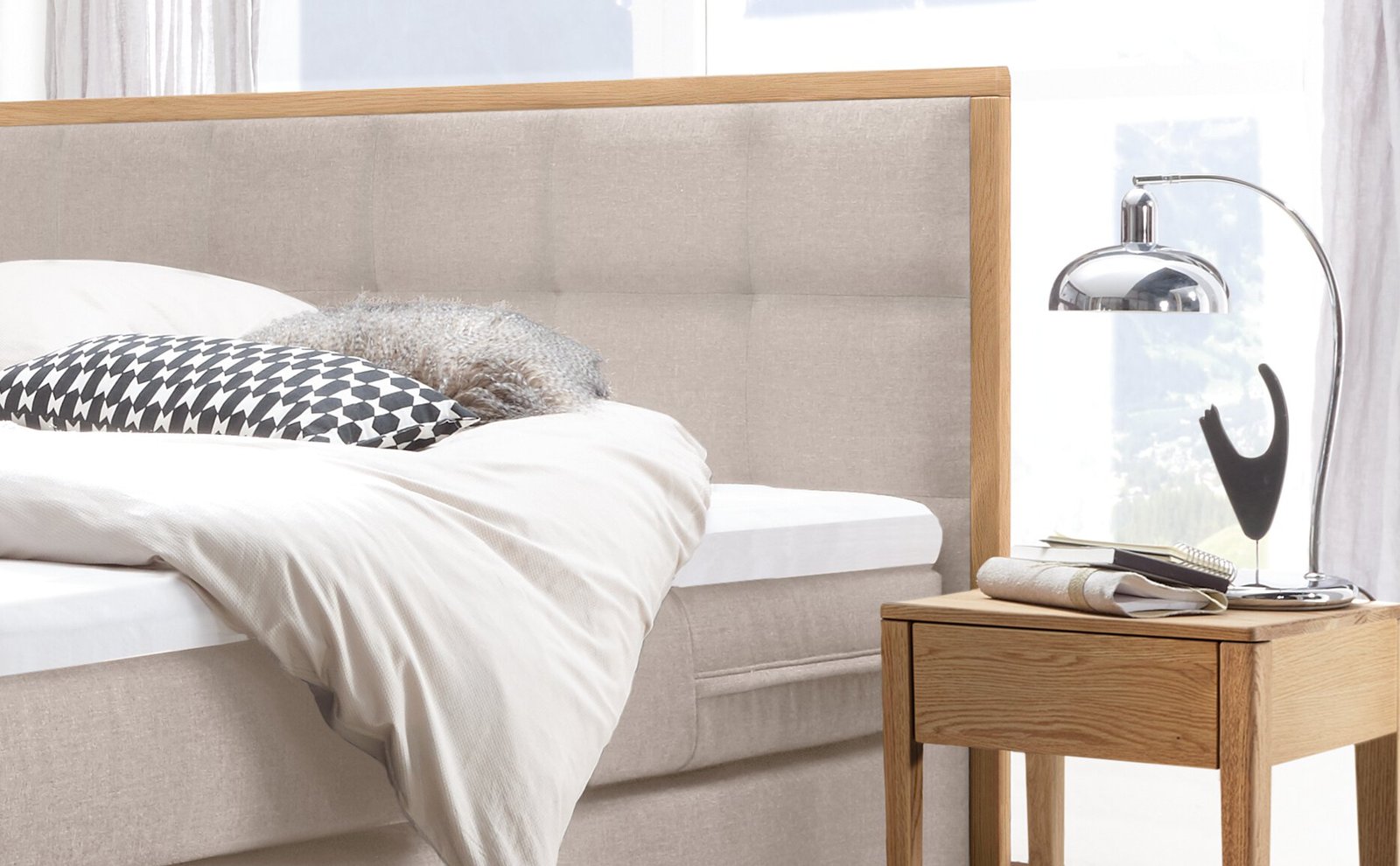 Boxspring bett Cottage Hasena 180x200 cm Beige / Braun – Bild 2