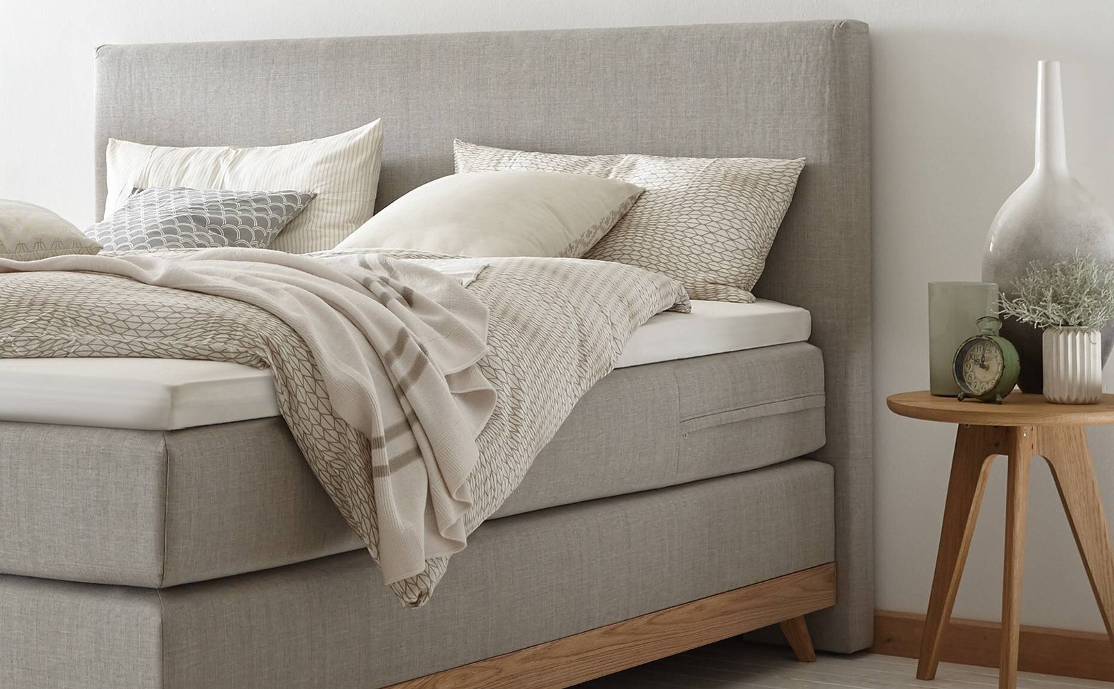 Boxspring bett Scandia Hasena 140x200 cm Grau / Braun – Bild 2