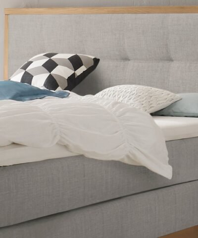 Alternative view of Lit boxspring Chalet Hasena 140x200 cm Gris / Brun