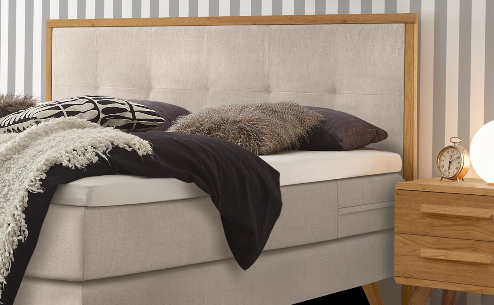 Boxspring bett Nordic Hasena 140 x 200 cm Beige / Braun – Bild 2