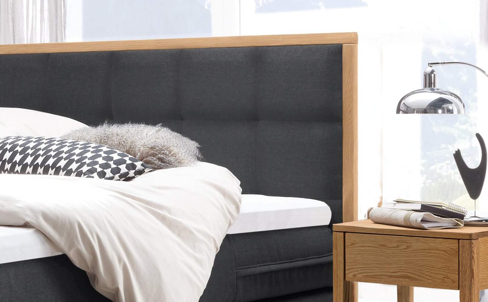 Lit boxspring incl. espace de rangement Ottawa Hasena 160x200 cm Anthracite / Brun – Image 3