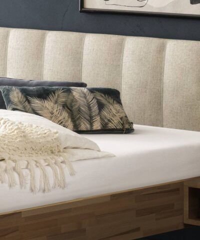 Alternative view of Lit Elia Hasena Hêtre coeur rouge bois massif 327-Pepe beige 140x200 cm Beige / Brun