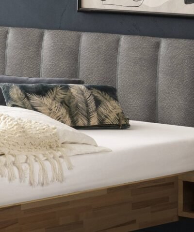 Alternative view of Lit Elia Hasena Hêtre coeur rouge bois massif 721-Buffalo grey 140x200 cm Gris / Brun