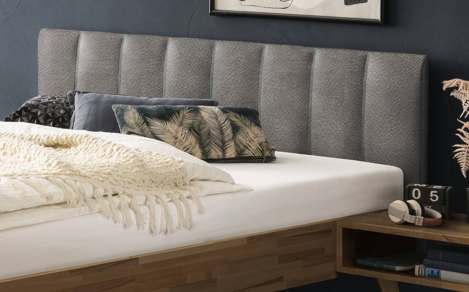 Bett Elia Hasena Buche herz rot massiv aus holz 721-Buffalo grey 140x200 cm Grau / Braun – Bild 2