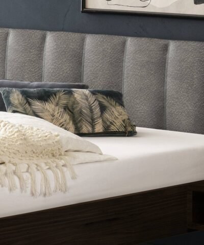 Alternative view of Lit Elia Hasena Noyer massif 721-Buffalo grey 140x200 cm Gris / Brun