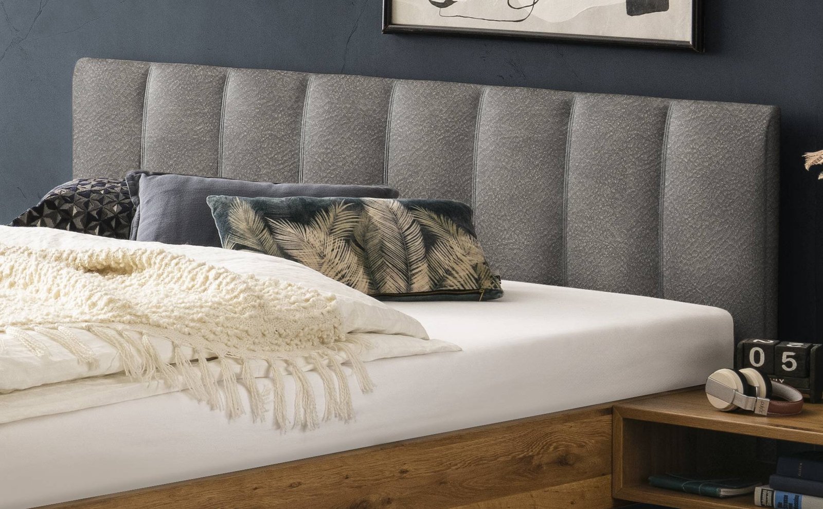 Bett Elia Hasena Eiche massivholz-721-Buffalo grey 140x200 cm Grau / Braun – Bild 2