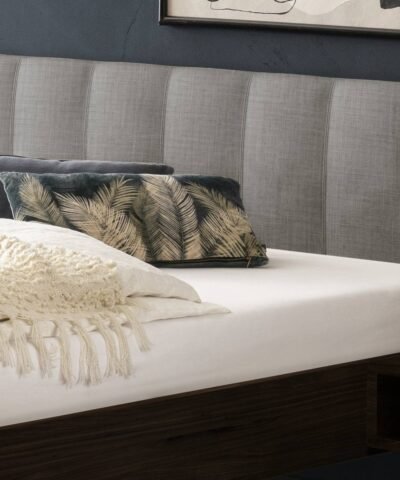 Alternative view of Lit Elia Hasena Noyer massif 335-Pepe grey 160x200 cm Gris / Brun