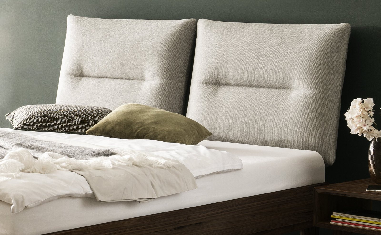 Bett Emilia Hasena Nussbaum massiv 730-Cyclo cream 160x200 cm, Weiß / Braun – Bild 2