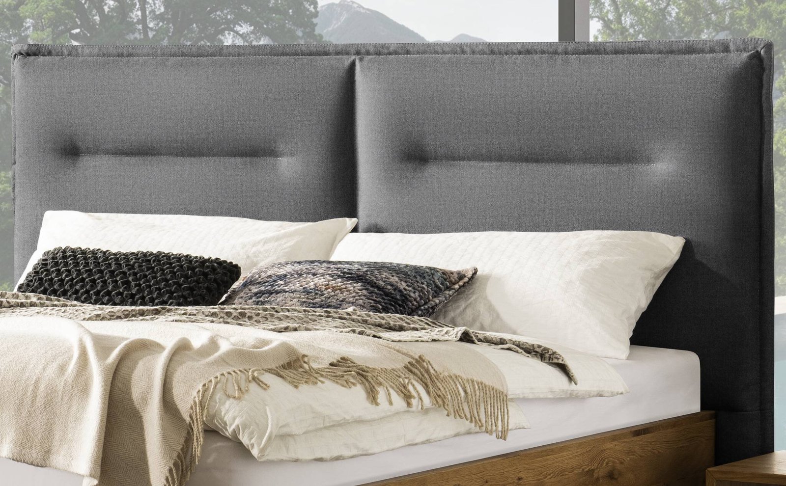 Bett Marisa Hasena Eiche massivholz-390-Alpina lightgrey 140x200 cm Anthrazit / Grau / Braun – Bild 2