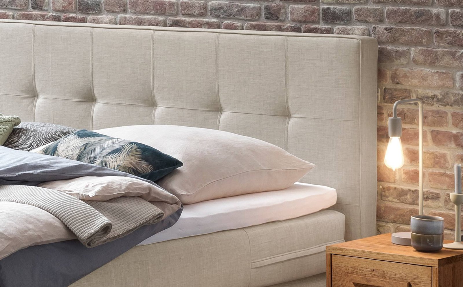 Boxspring bett Finca Hasena 140 x 200 cm Beige / Braun – Bild 2