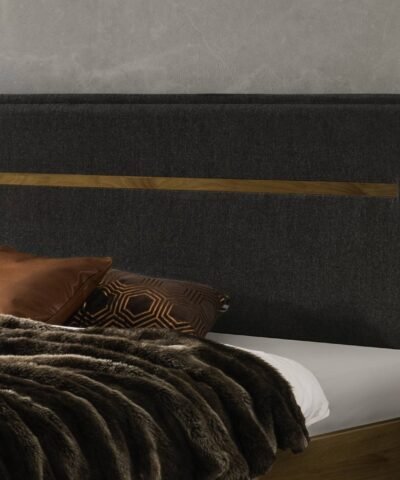 Alternative view of Lit Ostia Hasena Chêne bois massif 641-Ritorno anthracit 160x200 cm Anthracite / Brun