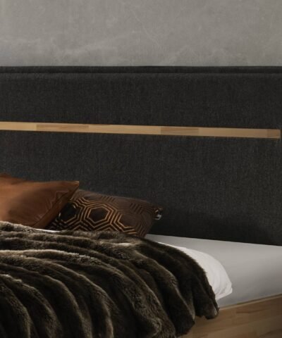 Alternative view of Lit Ostia Hasena Hêtre coeur rouge bois massif 641-Ritorno anthracit 200x200 cm Anthracite / Brun