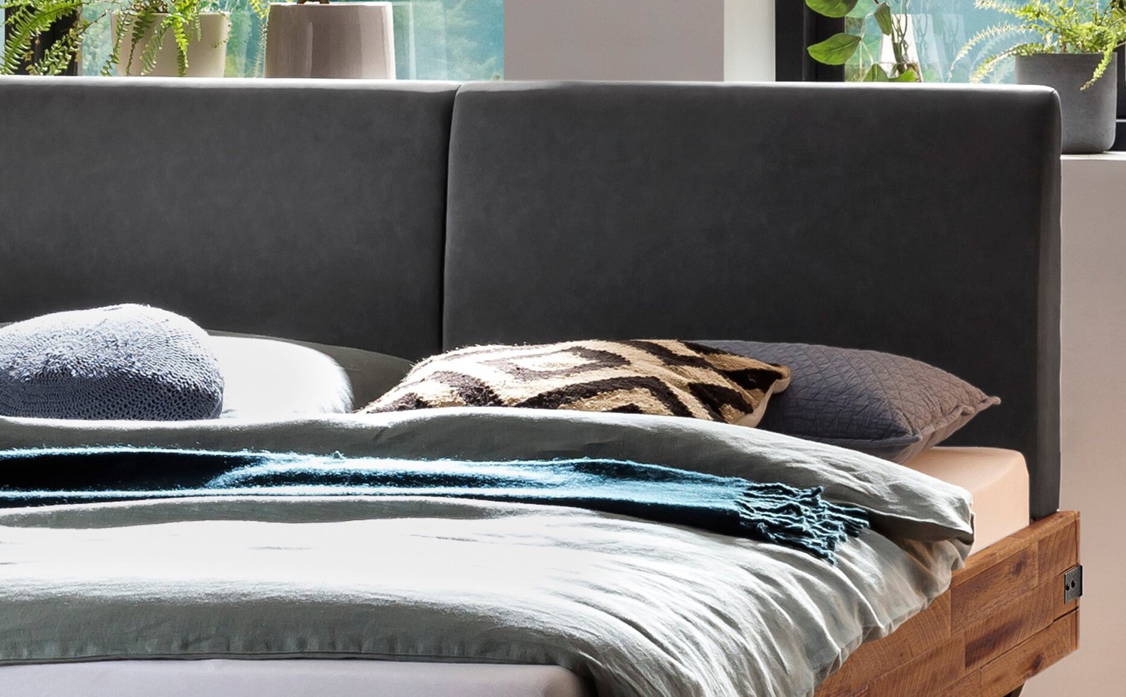 Bett Ezzino Hasena 180x200 cm Anthrazit / Grau / Braun – Bild 2