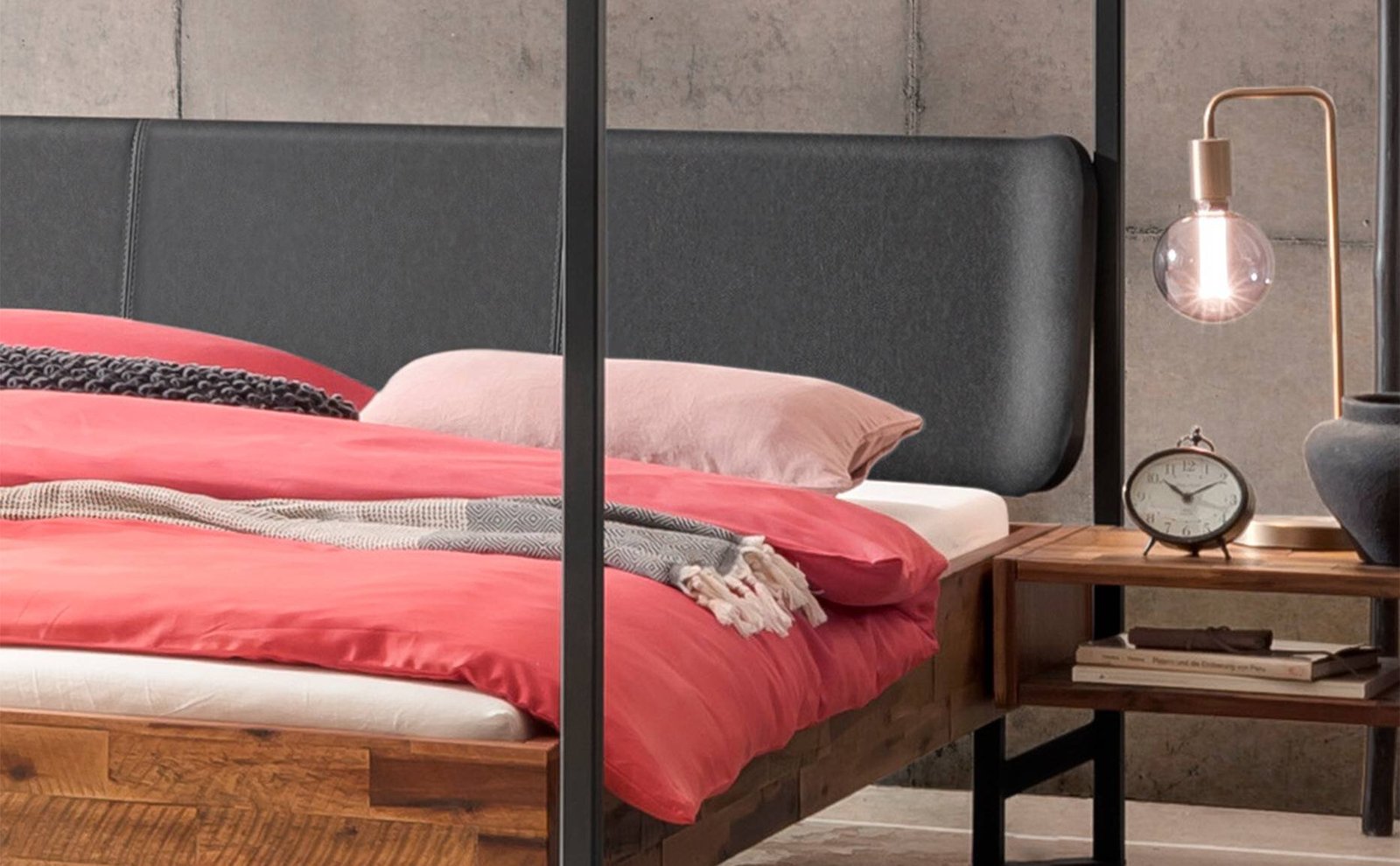 Bett Bogina Hasena 180x200 cm Anthrazit / Grau / Braun – Bild 2