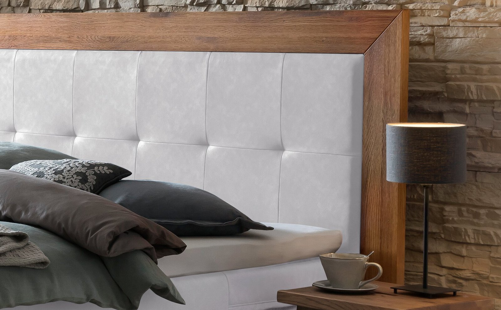 Lit boxspring Rustico Hasena 140x200 cm Blanc / Brun – Image 2