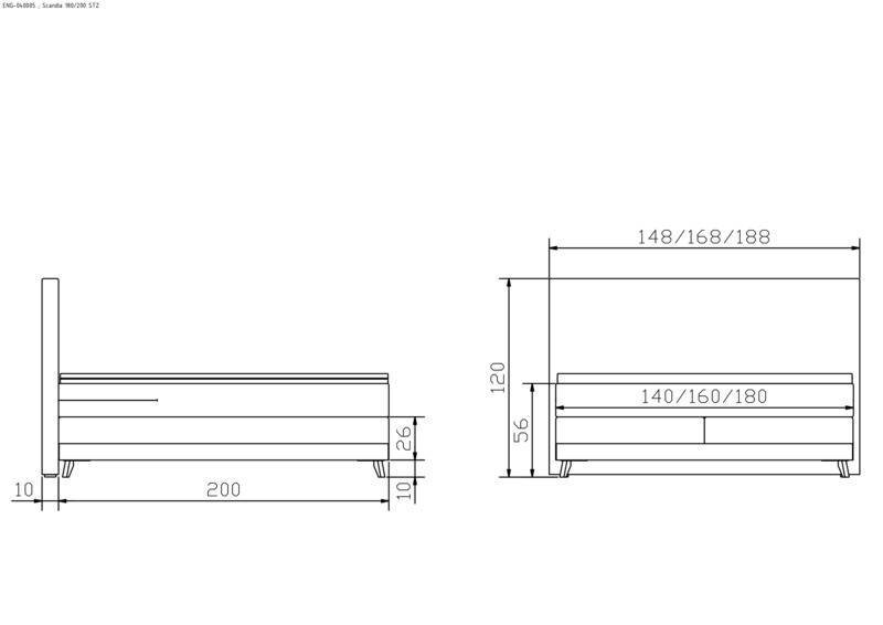 Boxspring bett Scandia Hasena 140x200 cm Grau / Braun – Bild 4