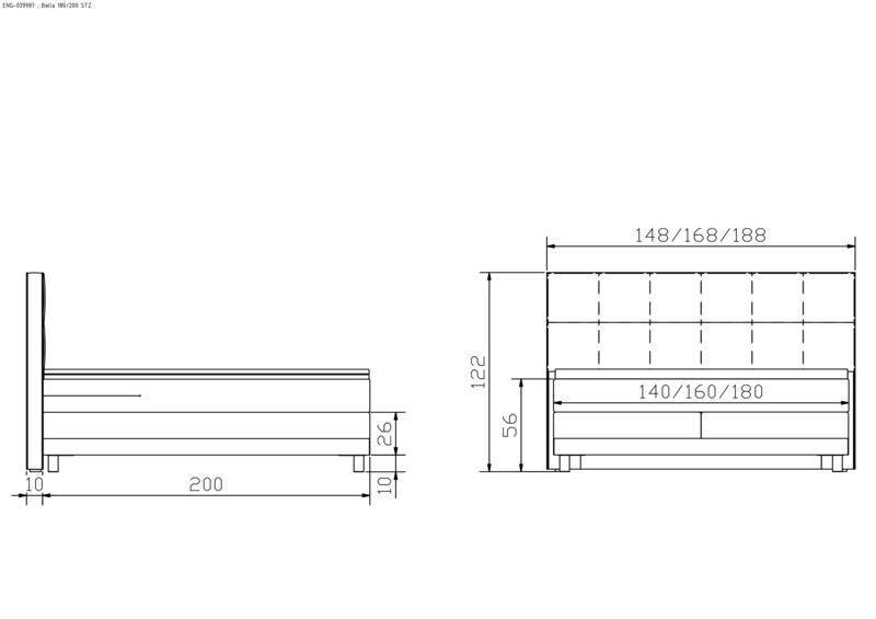 Lit boxspring Bella Hasena 160x200 cm Blanc / Brun – Image 4