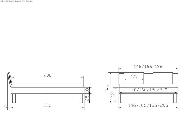 Bett Piemonte Hasena Nussbaum massiv 335-Pepe grey 160x200 cm Grau / Braun – Bild 4
