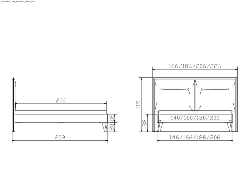 Lit Mira Hasena Noyer massif 373-Campos creme 140x200 cm Beige / Brun – Image 4