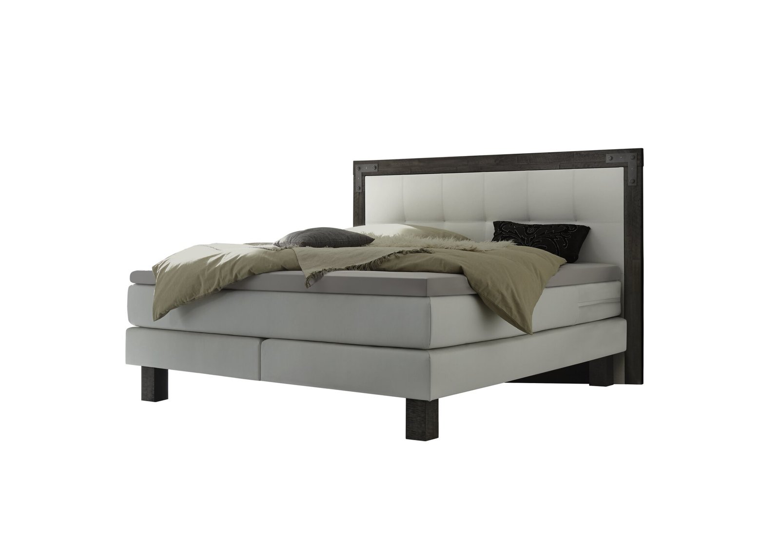 Lit boxspring Memphis Hasena 140 Blanc / Gris