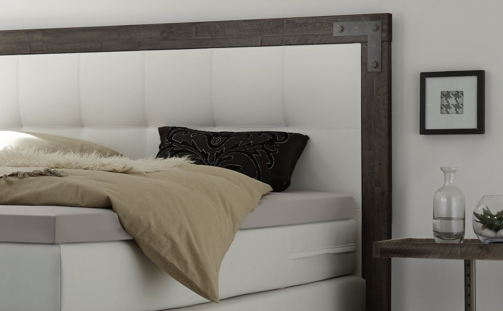 Lit boxspring Memphis Hasena 140 Blanc / Gris – Image 2