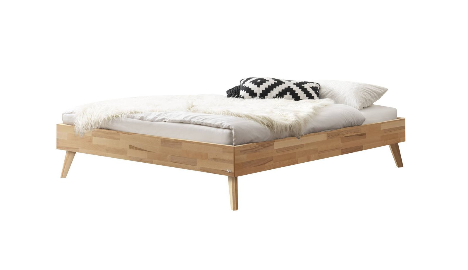 Bett Iseo Hasena Buche, herzen, rot, holz, massiv 180x200 cm Braun