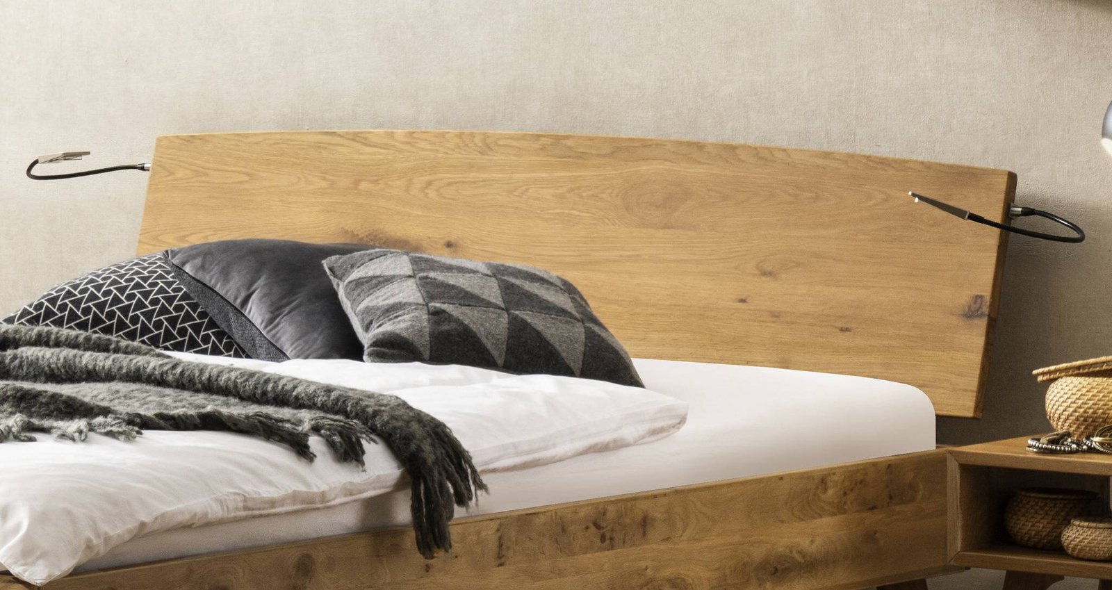 Bett Sambuco Hasena Eiche massivholz-90x200 cm Braun – Bild 2