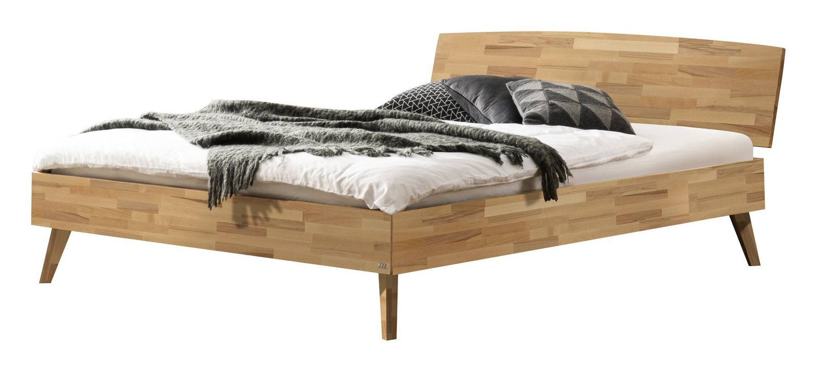 Bett Sambuco Hasena Buche, herzen, rot, holz, massiv, 90x200 cm, Braun