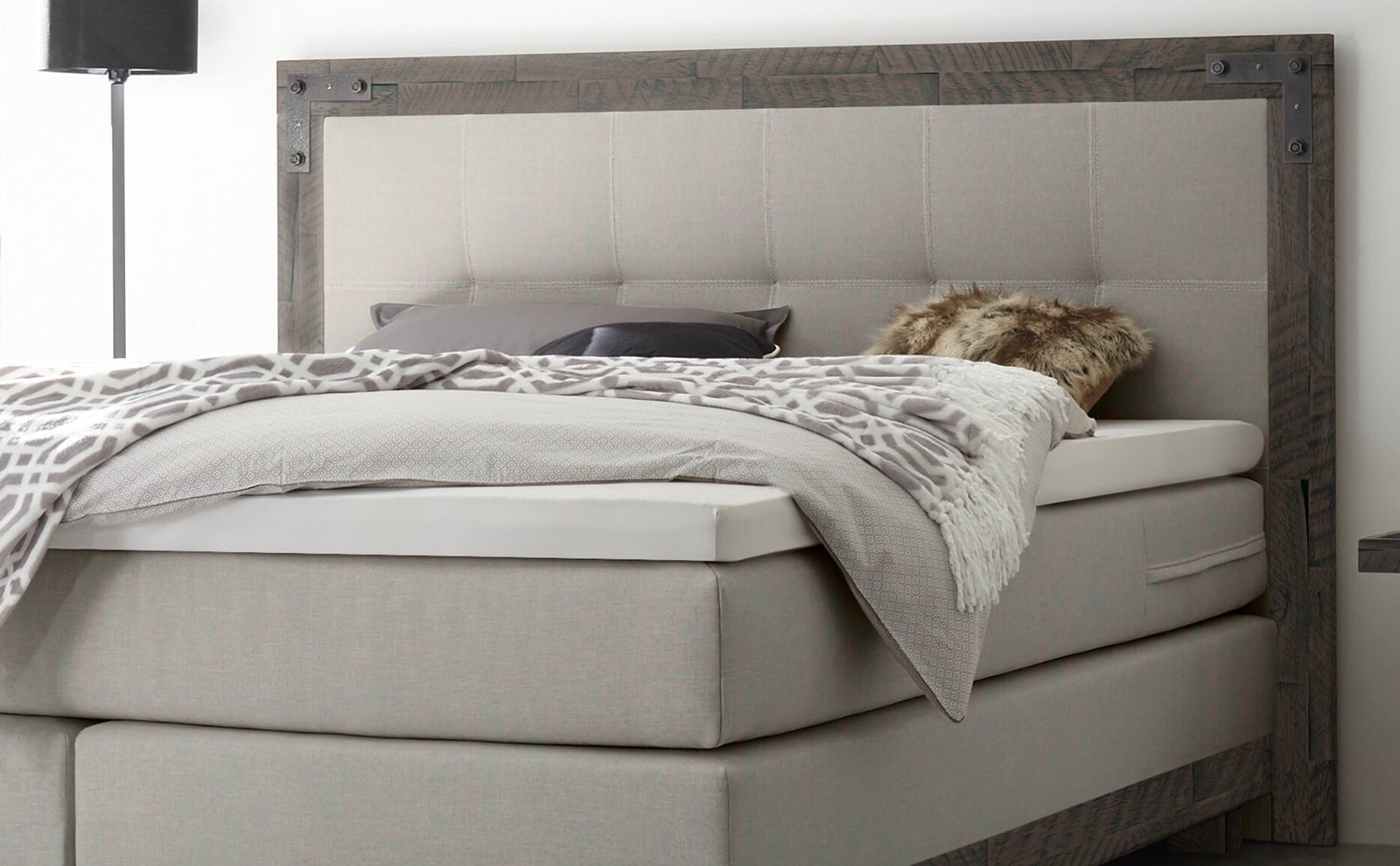 Lit boxspring Chicago Hasena 180x200 cm Gris – Image 2