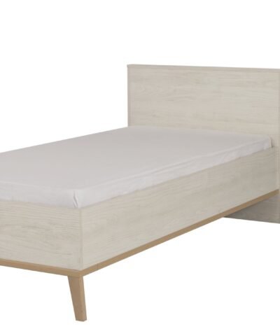 Alternative view of Lit simple ALIKA Châtaignier blanchi Blanc 129x210