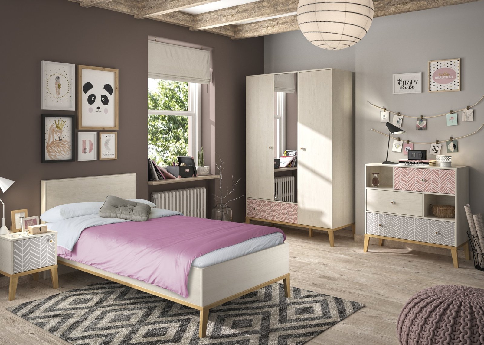 Einzelbett ALIK Kastanie lasiert Weiß 129x210 – Bild 4