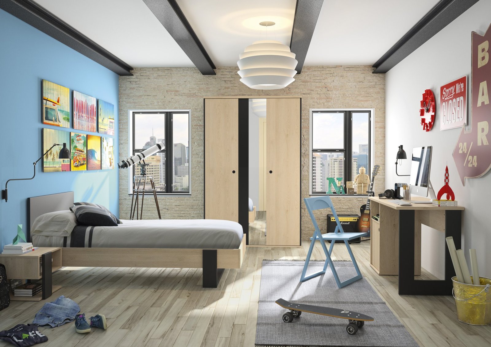 Lit DUPLEX Châtaignier naturel Beige 100x204 – Image 5