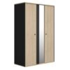 Armoire 2 portes 1 miroir DUPLEX Châtaignier naturel Beige 130x61