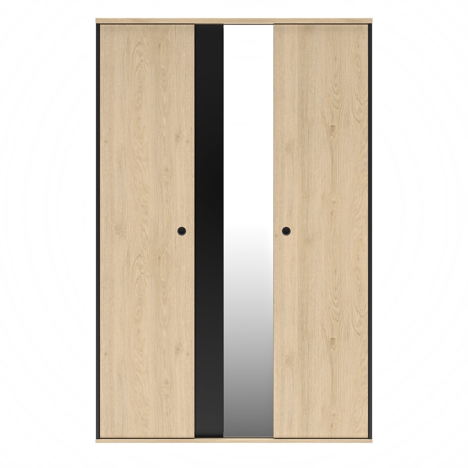 Kleiderschrank mit 2 türen und 1 spiegel-DUPLEX-Kastanien-natürliche Beige 130x61 – Bild 3