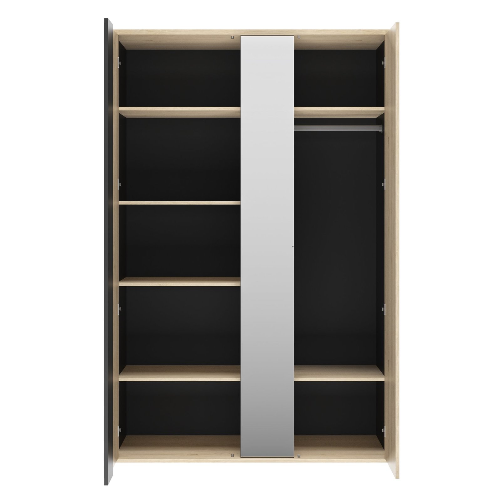 Kleiderschrank mit 2 türen und 1 spiegel-DUPLEX-Kastanien-natürliche Beige 130x61 – Bild 6