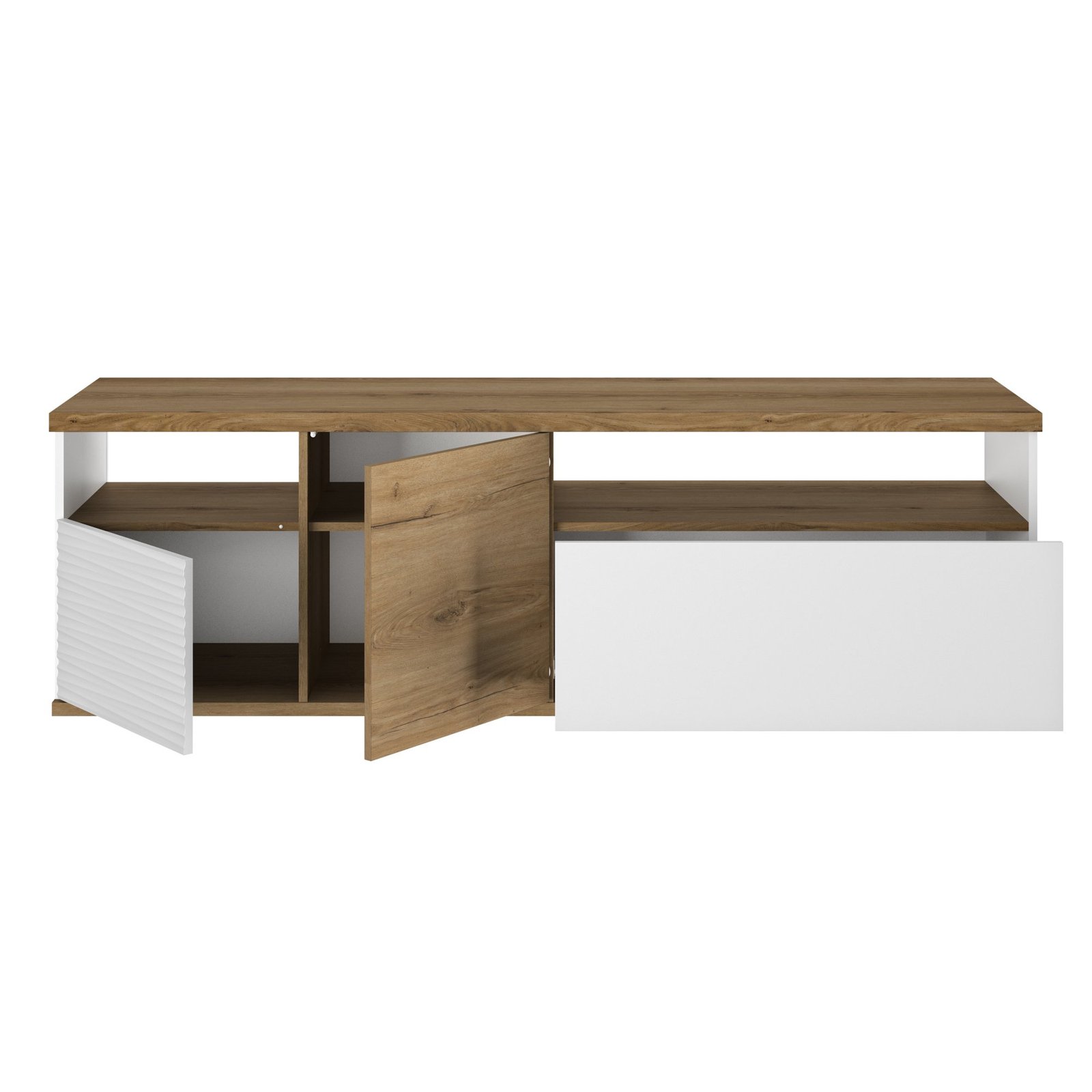 TV-möbel mit 2 türen 1 schublade OTELLO Weiss hochglanz Weiss – Bild 2