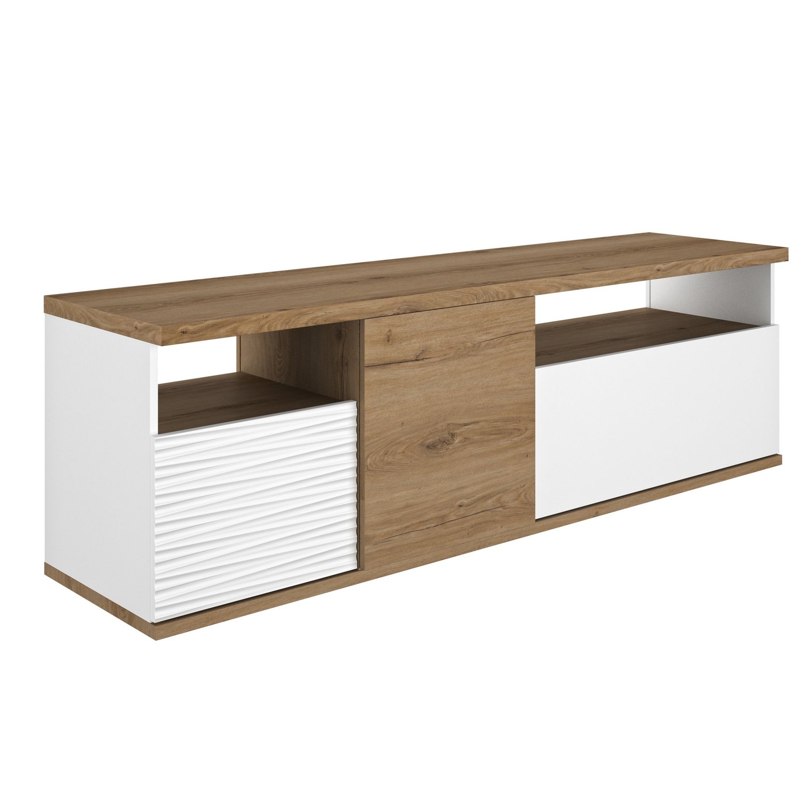 TV-möbel mit 2 türen 1 schublade OTELLO Weiss hochglanz Weiss – Bild 3