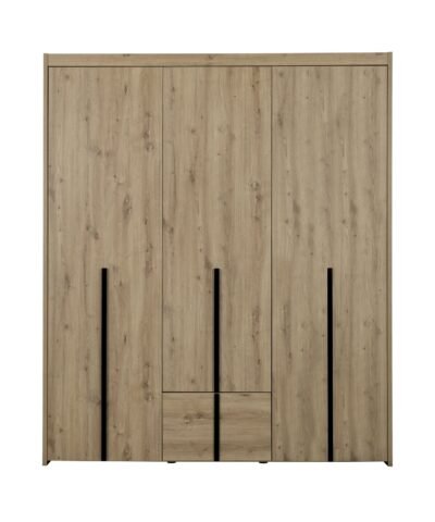 Armoire 3 portes 1 tiroir TREVOR Chêne artisan