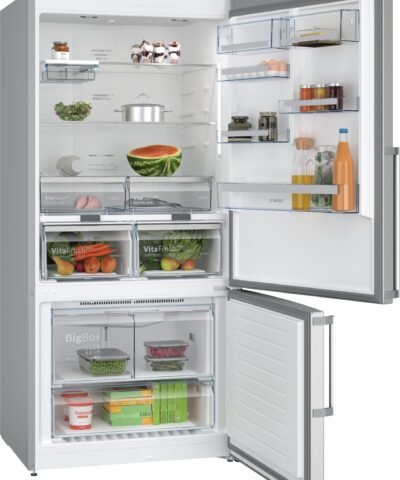 Alternative view of Combiné réfrigérateur-congélateur Pose libre (Série 6) Portes en acier brossé antifingerprint Bosch KGN86AIDR